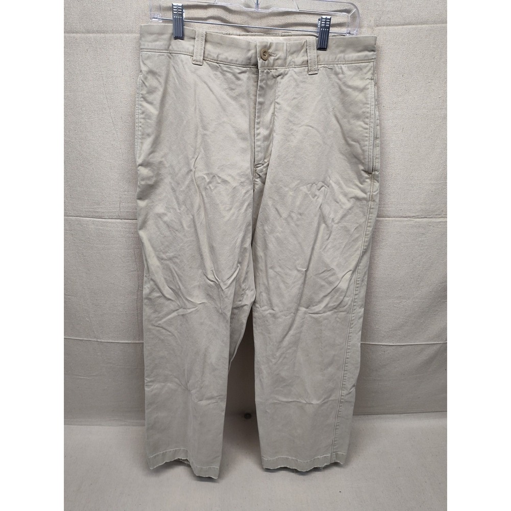 J.Crew Men Khaki Chino Pants 100% Cotton Straight Leg Beige 32x30 Distressed Hem